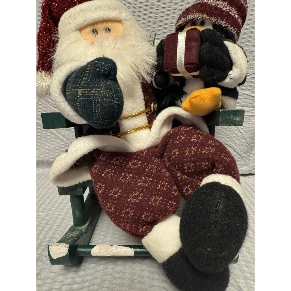 Santa And Penguin Sitting On A Rocker. 7 X‎ 11 X 8 Centerpiece Or Decor